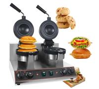 Prensa Para Panini Y Brioche Para Hacer Hamburguesas Y Helados, 1200 W, Calentador Comercial, Máquina Para Hacer Paninis Y Donas, Máquina Para Hac, Temporizador De 5 Minutos(Double Head)