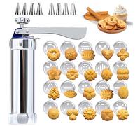 Prensa Pastelera de Acero Inoxidable, Máquina para galletas, con 20 Moldes de Disco y 8 Boquillas Prensa, Biscuit Maker, Pistola para Prensar Galletas, Cookie Maker para DIY Elaboración de Galletas