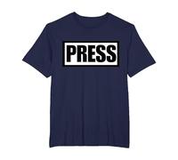 Prensa Periodista Reportero Medios Noticias Camiseta, Hombre Tallas Grandes, Azul Marino, 4X Alto