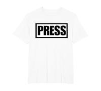 Prensa Periodista Reportero Medios Noticias Camiseta, Hombre Tallas Grandes, Blanco, 4X Alto