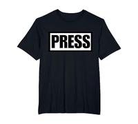 Prensa Periodista Reportero Medios Noticias Camiseta, Hombre Tallas Grandes, Negro, 4X Alto