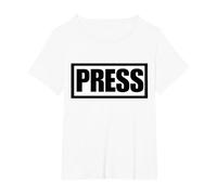 Prensa Periodista Reportero Medios Noticias Camiseta, Mujer Tallas Grandes, Blanco, 1XL Grande