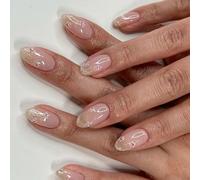Prensa redonda corta 24 veces en las uñas acrílico falsas flores artificiales brillantes se levantan para la fiesta