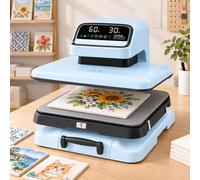 Prensa térmica automática inteligente de 1500 W for camisetas | Con controles de pantalla táctil, rango de temperatura de 104 a 410 °F, configuración de tiempo de 0 a 999 s(Blue)