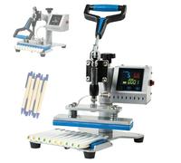 Prensa térmica para bolígrafos de 10 ranuras, rotación de 360°, con ajuste de presión, rango de temperatura de 180-200 °C, tiempo de transferencia de 25 s, para lápices y bolígrafos