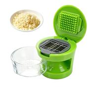 Prensa y picadora de ajo 2 en 1, cortador de ajo manual con recipiente de almacenamiento, trituradora de ajo duradera con textura de molienda inferior, fácil de limpiar (1 unidad)