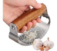 Prensador de ajos, triturador de ajos, herramienta para triturar ajos, picadora de ajos de acero inoxidable, picadora innovadora con abrebotellas para tapas de botellas de ajo