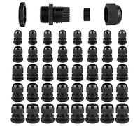 Prensaestopas 3-15 mm,Vegena 30 Piezas Conector Prensaestopas Impermeable,Glándulas de Cable PG7, PG9, PG11, PG13.5, PG16,Conector de Prensaestopas Ajustables para Instalación de Cables(Negro)