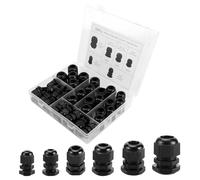 Prensaestopas para Cables, 50 Piezas Impermeables Conectores de Cable en Nylon, PG7 PG9 PG11 PG13,5 PG16 PG19 Ajustable Prensaestopas para Hogar Jardín Cable - Negro