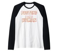 Prented I Am a Human, Divertido Disfraz sarcástico de Halloween Camiseta Manga Raglan