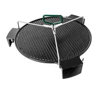 Preparador de platos de hierro fundido extra grande con elevador completo compatible con huevo verde extra grande, piedra deflectora de calor de 19.5 pulgadas para ahumar, asar, cocinar indirectamente