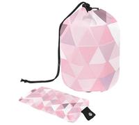 Prepárate en un instante con esta bolsa de maquillaje de barril grande, diseño impermeable y ahorra espacio, triángulo rosa geométrico, multicolor, 9.9x6.9in/25.2x17.6cm;6x3.5in/15.2x8.8cm