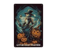 Prepárate para Halloween con Marionetas Locas, Seamos Locos Juntos Letrero De Estaño Vintage Pintura De Hojalata Placa Decoración Carteles De Pared De Metal para Cafetería Bar Cerveza