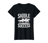 Prepárate para triunfar: la ambición de Montar a Caballo Camiseta gráfica económica, Mujer, Negro, S