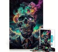 ¡Prepárate! Rompecabezas de 1000 Piezas con Calavera de Humo para Adultos Juguete para Pensar, calmar, Relajarse, Arte de Pared de Corte Limpio 50x75cm