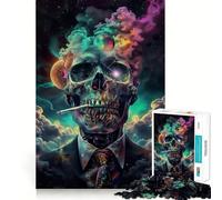 ¡Prepárate! Rompecabezas de Calavera de Humo para Adultos, 1000 Piezas Fortalece la Memoria Diversión Relajante Bordes de Calidad Un Regalo Encantador 38x52cm