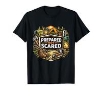 Prepared Not Scared Camping Readiness Mindset Emblema Camiseta