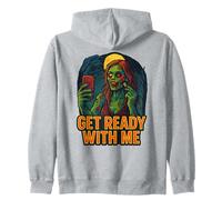 Prepárese conmigo Zombie Funny GRWM Meme Design Sudadera con Capucha