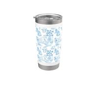 Preppy Azul Claro Sauce Patrón Chinoiserie Toile Vaso térmico de acero inoxidable de doble pared
