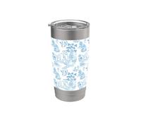 Preppy Azul Claro Sauce Patrón Chinoiserie Toile Vaso térmico de acero inoxidable de doble pared