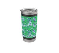 Preppy Azul y Verde Sauce Patrón Chinoiserie Toile Vaso térmico de acero inoxidable de doble pared
