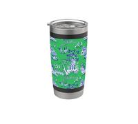 Preppy Azul y Verde Sauce Patrón Chinoiserie Toile Vaso térmico de acero inoxidable de doble pared