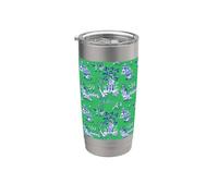 Preppy Azul y Verde Sauce Patrón Chinoiserie Toile Vaso térmico de acero inoxidable de doble pared