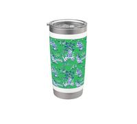 Preppy Azul y Verde Sauce Patrón Chinoiserie Toile Vaso térmico de acero inoxidable de doble pared
