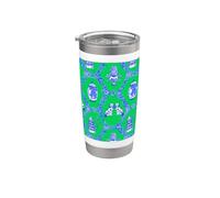 Preppy Blue & Green Toile Chinoiserie Trellis & Pagoda, Perros Vaso térmico de acero inoxidable de doble pared