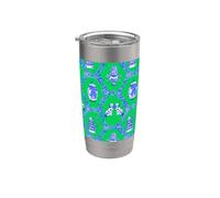 Preppy Blue & Green Toile Chinoiserie Trellis & Pagoda, Perros Vaso térmico de acero inoxidable de doble pared