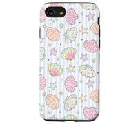 Preppy Coastal Seashells, estampado brillante de rayas en la playa de verano Carcasa para iPhone SE (2020) / 7 / 8