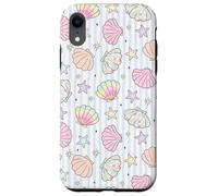 Preppy Coastal Seashells, estampado brillante de rayas en la playa de verano Carcasa para iPhone XR