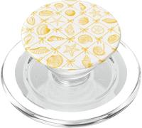 Preppy Coastal Seashells, Estrellas de mar y Lazos en Amarillo PopSockets PopGrip para MagSafe