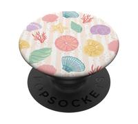 Preppy Coastal Shells Mar En Verano Colorido Estrella De Mar Shell PopSockets PopGrip Adhesivo