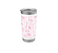 Preppy Coastal Shells Sea in Summer Rose Shells Stripe Vaso térmico de acero inoxidable de doble pared