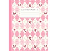 Preppy Composition Notebook College Ruled: Cute Red Bows on Pink Argyle | Coquette Aesthetic Journal for School, College, Office & Everyday Writing