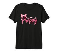 Preppy con Arco Coqueta Chica Adolescente Lindo Rosa Preppy Camiseta Premium