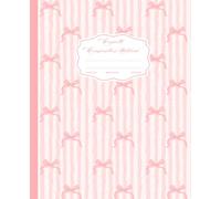 Preppy Coquette Composition Notebook: Girly Aesthetic Whimsical Pastel Pink Bows & Stripes Wide Ruled Journal, 7.5 x 9.25" , 110 Pages.