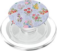 Preppy Floral on Chinoiserie Trellis en Azul Claro PopSockets PopGrip para MagSafe