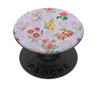 Preppy Floral on Chinoiserie Trellis en Color Lila PopSockets PopGrip Adhesivo