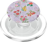 Preppy Floral on Chinoiserie Trellis en Color Lila PopSockets PopGrip para MagSafe