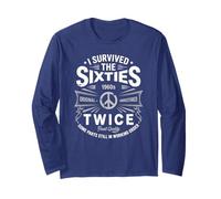 Preppy I SOBREVIVED The SIXTIES TWICE Peace Love 60's Birthday Manga Larga