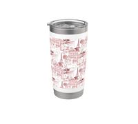 Preppy Maroon Red Paris Toile Cafe Caniche Eiffel Arco Árboles Vaso térmico de acero inoxidable de doble pared