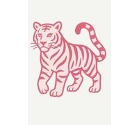 Preppy Pink Tiger Notebook Journal - Trendy Aesthetic Composition Notebook for Women | 6x9 Lined Journal for School, Office & Desk Accessories | Cute Pink Stationery, 120 Pages