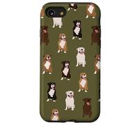 Preppy Pup Love: Pitbull & Staffie Chic En Deep Olive Carcasa para iPhone SE (2020) / 7 / 8