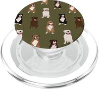Preppy Pup Love: Pitbull & Staffie Chic En Deep Olive PopSockets PopGrip para MagSafe