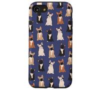 Preppy Pups - Elegante patrón de bulldog francés en azul vibrante Carcasa para iPhone SE (2020) / 7 / 8