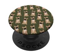 Preppy Pups - Elegante patrón de bulldog francés marrón en verde oliva PopSockets PopGrip Adhesivo