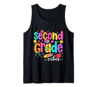 Preppy Second Grade Vibes: Regreso a la Escuela, niñas y niños de Segundo Grado Camiseta sin Mangas