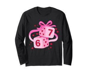 Preppy Six Seven Valentine 6 7 Dados Meme Diseño de Coqueta Manga Larga